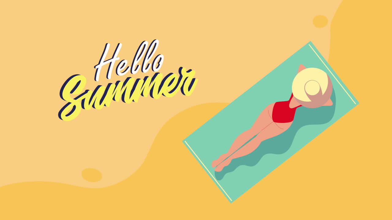 Woman Sunbathing on a Beach Towel