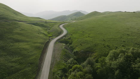 breathtaking panoramic shot of the natural landscape around kojori, georgia