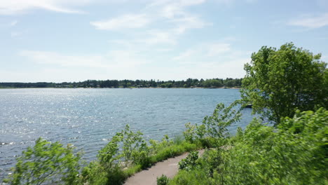 exciting aerial shot at spirit lake in menahga, minnesota