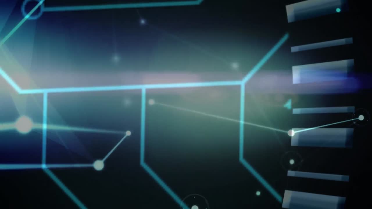 Animation of networks of connections over black background