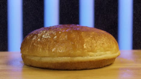 close-up of a freshly baked burger bun