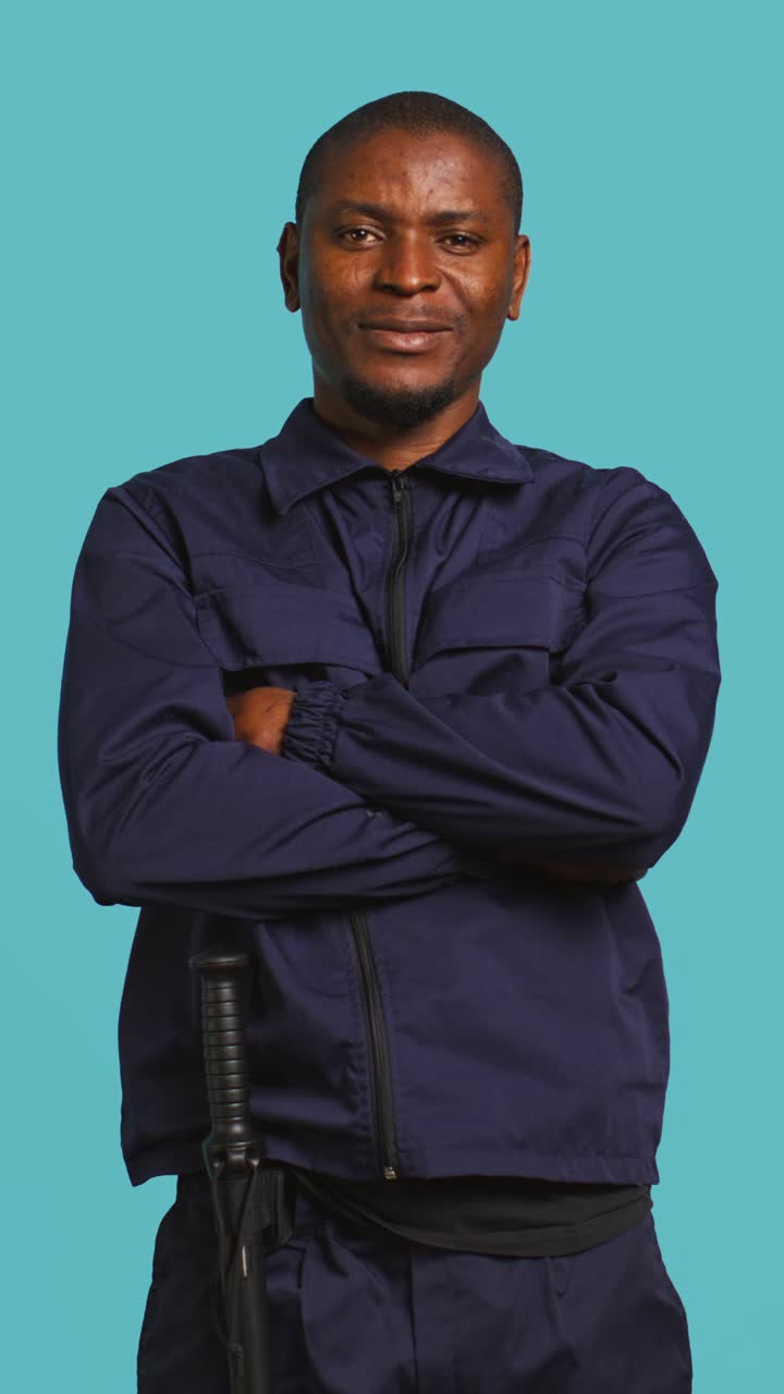 Confident African American Security Guard in Uniform
