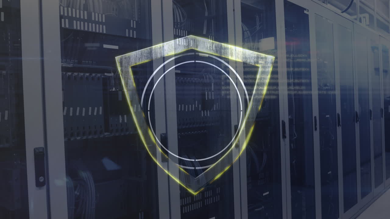 Animation of scope scanning with shield and data processing over computer servers