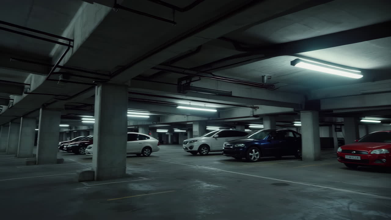 자동차가 있는 지하 주차장