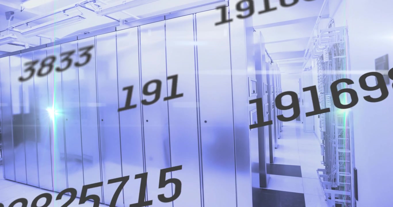 Animation of numbers and lights over servers