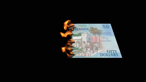 cook islands 50 dollar bill burning