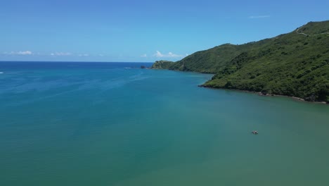 open blue seas and hills on the coast of lombok, indonesia