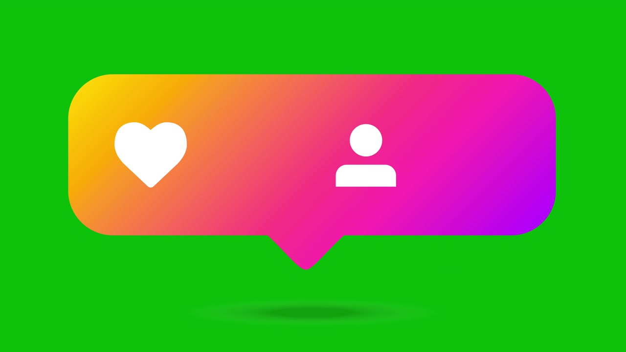 Sovrapposizione di notifica per social media su schermo verde senza numeri, che consente animazioni personalizzate di follower e mi piace.