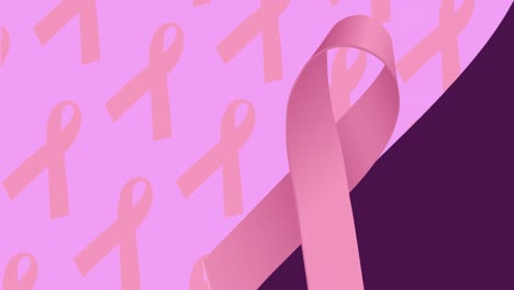 Animación-Del-Texto-De-Concientización-Sobre-El-Cáncer-De-Mama-Sobre-Cintas-Rosas-Sobre-El-Cáncer-De-Mama