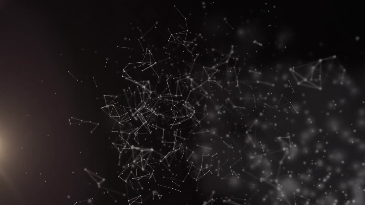 animación de una red blanca de conexiones que se mueven sobre un fondo negro