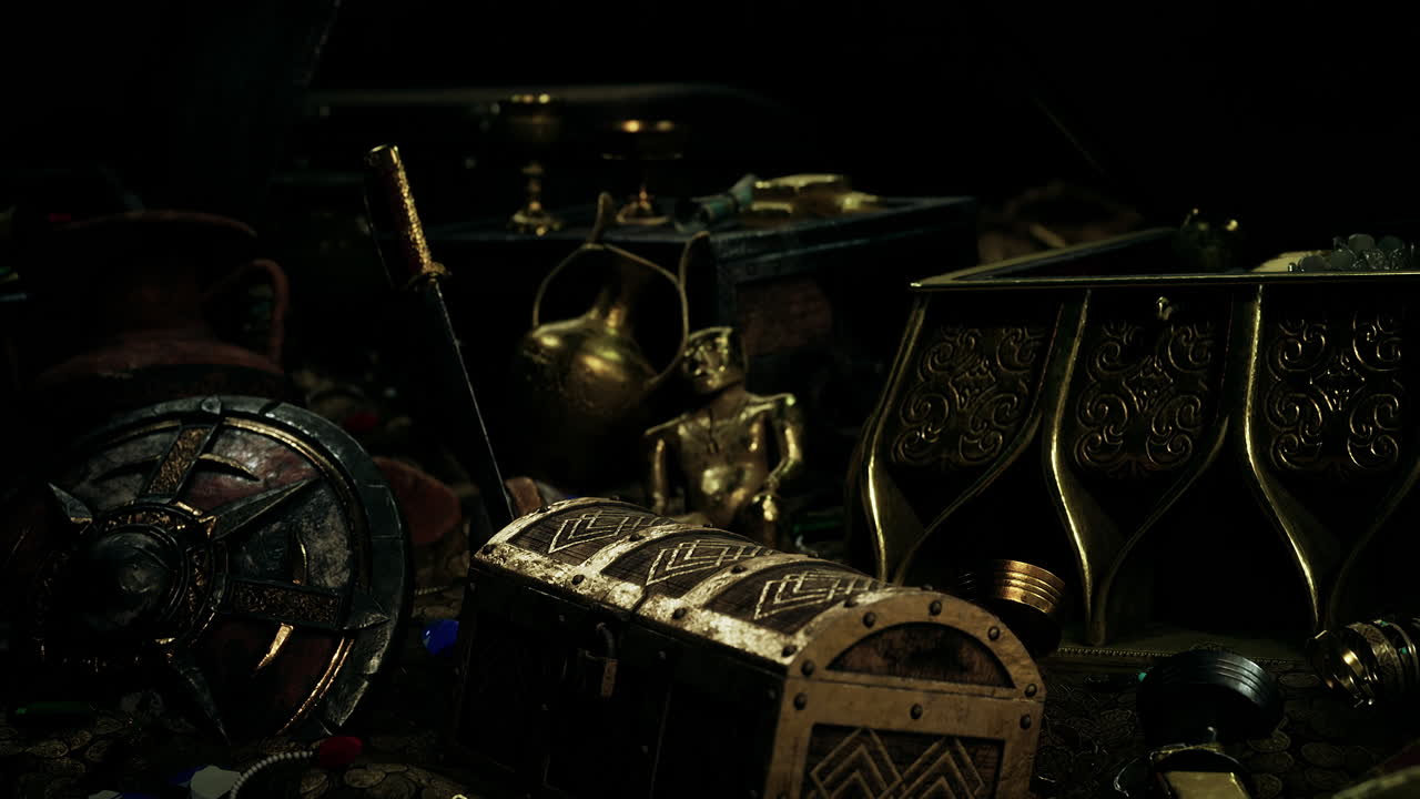 어 ⁇  속에서 보석과 금 동전을