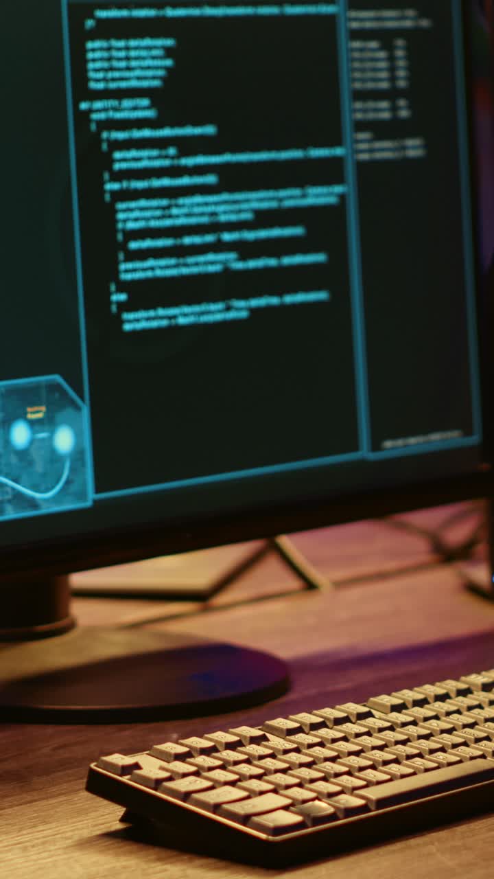 Vertical video PC hacking software interface