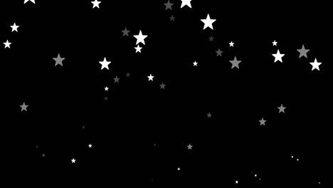 animation of white christmas stars falling on black background