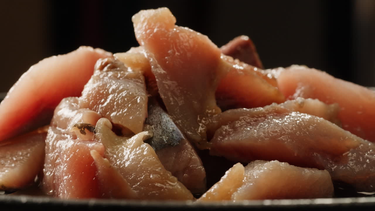 Close-up of sliced raw fish