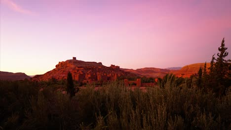 morocco, spectacular timelapse about kasbah aït benhaddou fortified village during sunset