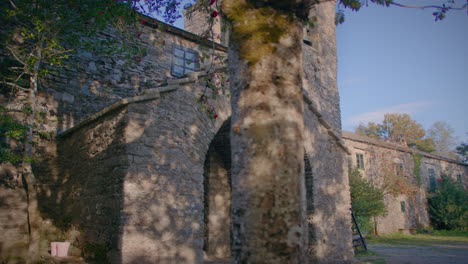 sanctuary of cebreiro in galicia slow motion wide shot