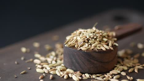 fennel seeds in a wooden spoon