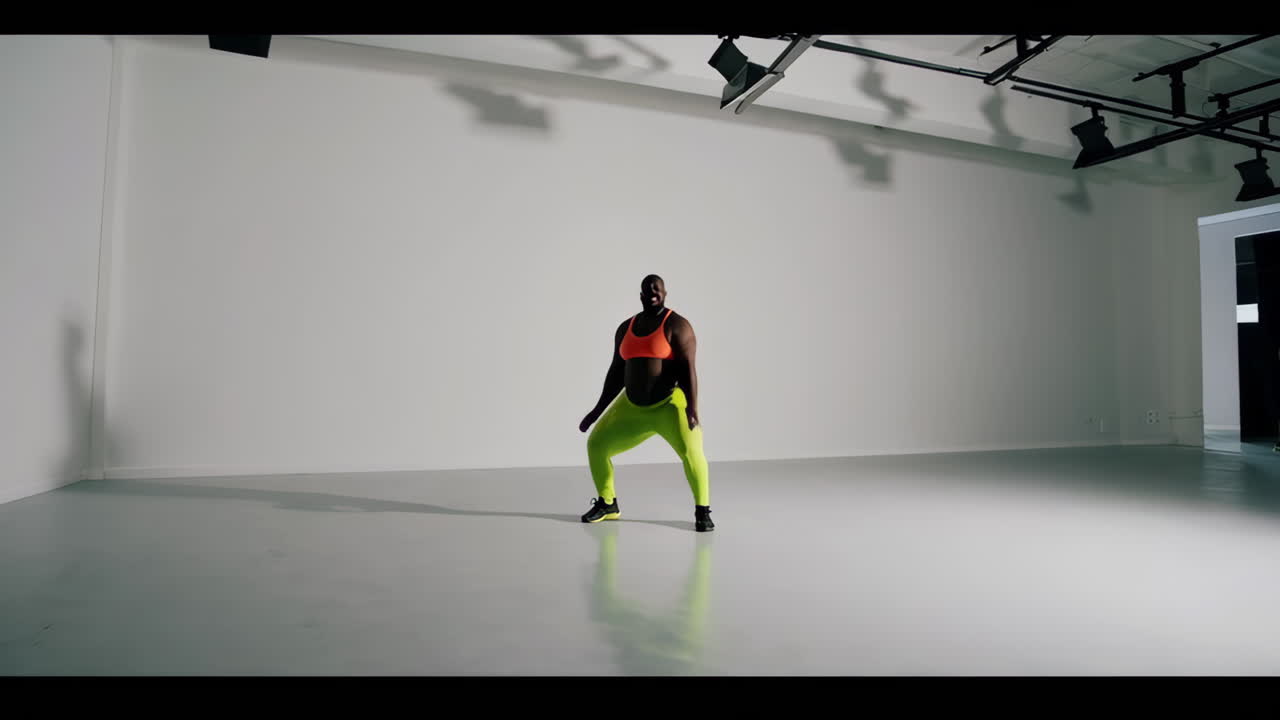 Dancing Plus-Size Man in Studio