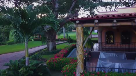 Aerial View of a Lush Tropical Property at Sunset
