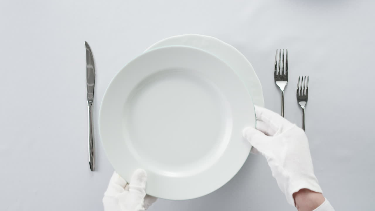 Table Setting with White Gloves