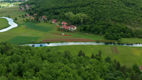 aerial nature of croatia, lika region on river gacka