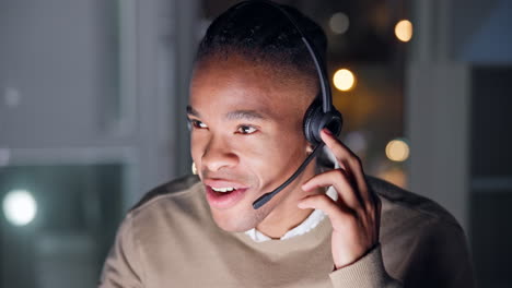 Night,-telemarketing-and-black-man-consultant