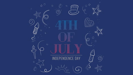 4th of july, independence day text and different icons