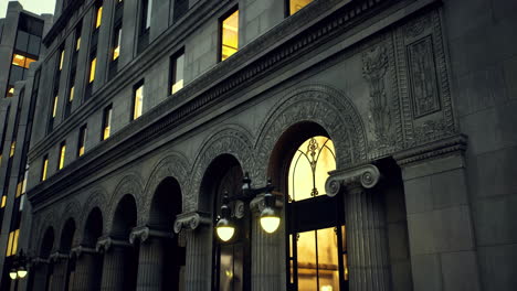 historic building with ornate architecture illuminated at dusk