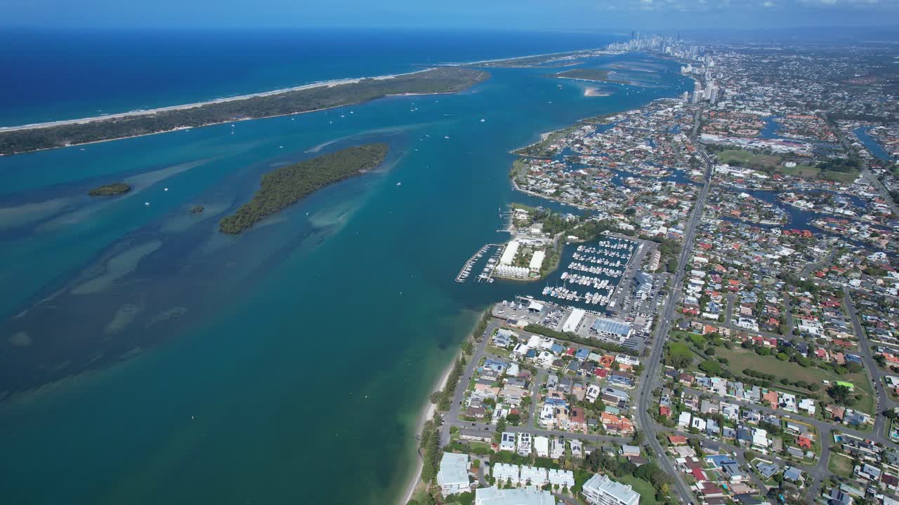 Crab Island, Runaway Bay In Queensland, Australia - Aerial Panoramic