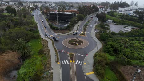 Aerial-view-of-Carlsbad-roundabout-in-the-rain