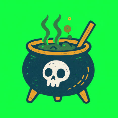 spooky cauldron with bubbling potion animation isolated asset, transparent 4k video, alpha channel