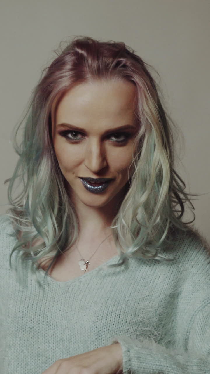 Portrait of a Beautiful Girl with Dyed Hair,. Beauty fashion model girl with colorful dyed hair. Colourful long hair.