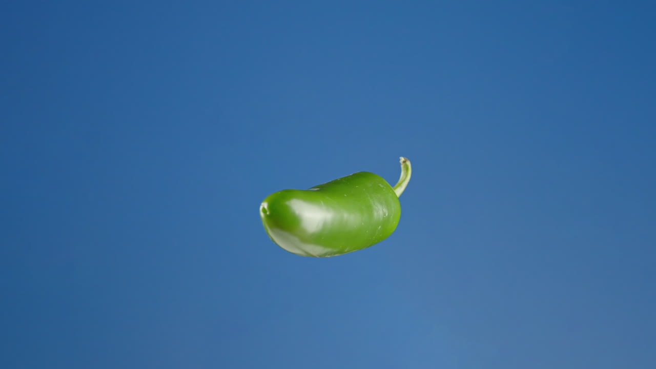 Close up of Large Jalape&ntilde;o Pepper on a Blue Screen, Loopable Chroma Key