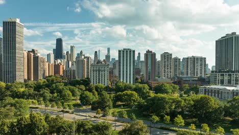 Chicago-Zeitraffer-Aus-Der-Luftaufnahme-Des-Lincoln-Parks