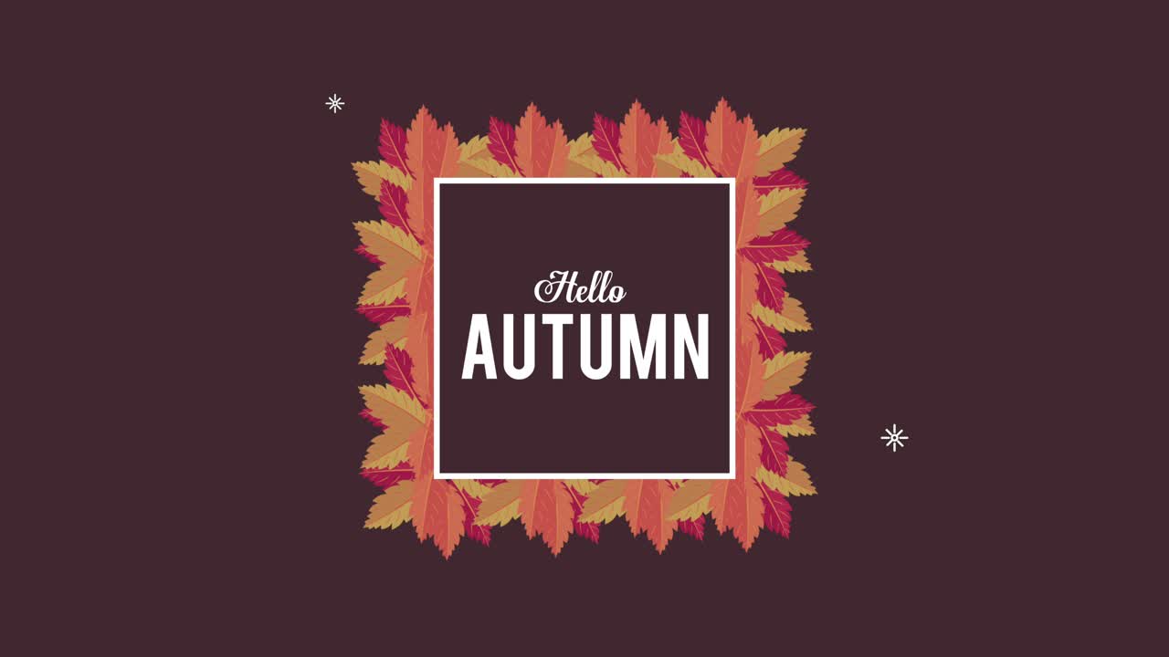 привет осенние надписи с квадратной рамкой и листьями