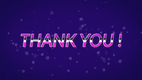 animation of thank you text and spots on blue background