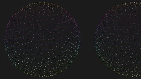 esferas futuristas de fantasía con puntos de arco iris de neón en gradiente oscuro