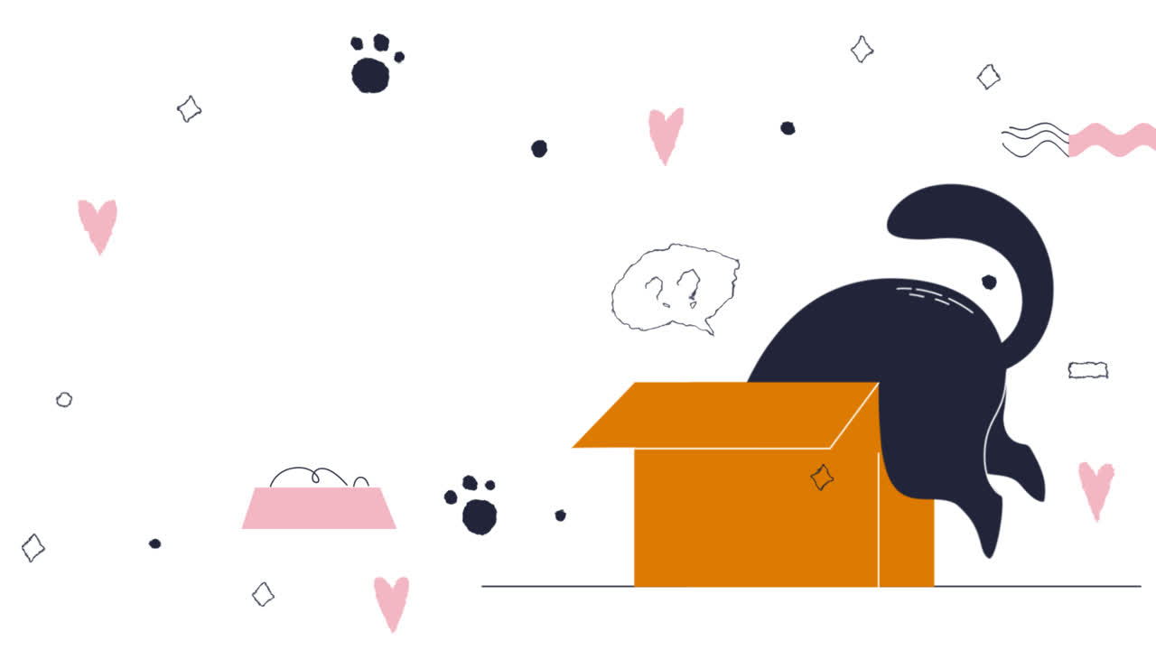 평평한 국제 고양이 날의 모션 그래픽 인스타그램 스토리 컬렉션