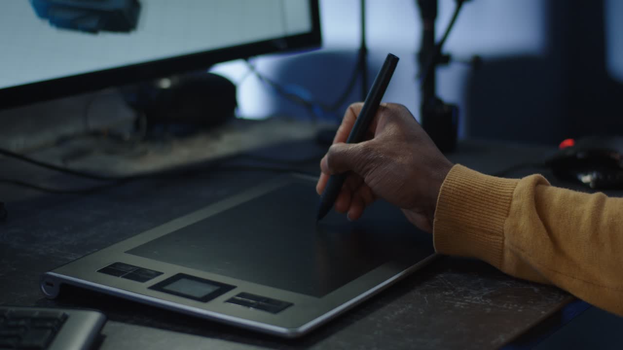 Person using drawing tablet