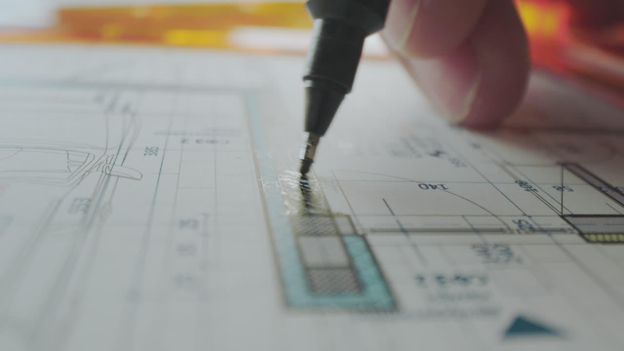 arquitecto trabajando en planos