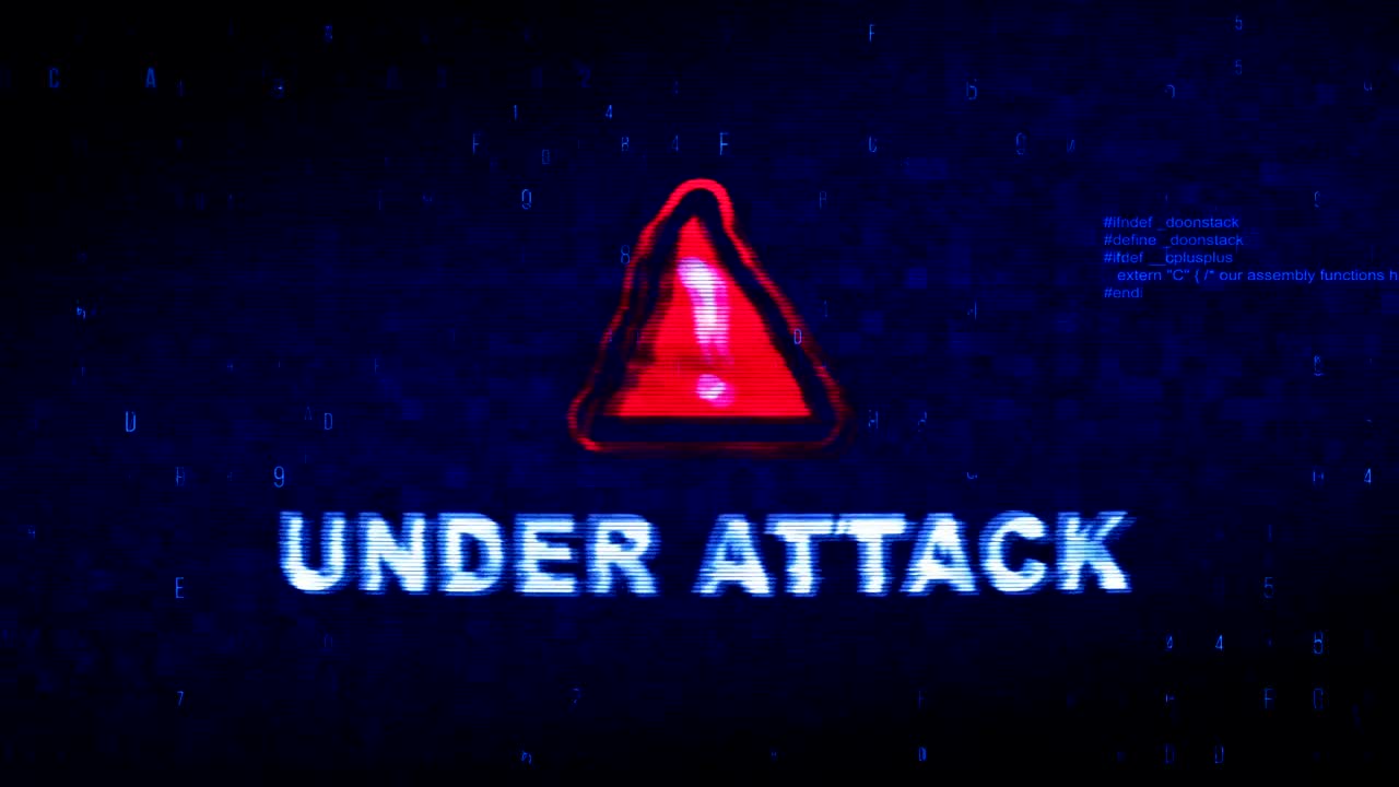 Under Attack  Text Digital Noise Twitch Glitch Distortion Effect Error Animation.