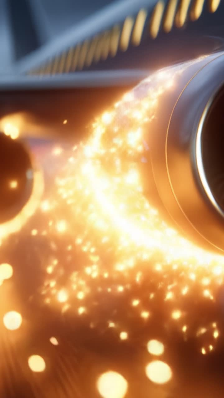 Primo Piano di un Motore a Reazione che Emette Scintille e Fiamme Brillanti, Catturando l'Intensa Energia e Potenza dell'Ingegneria Aerospaziale Moderna con Dettagli Mozzafiato