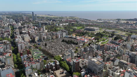 aerial view of recoleta cemetery and buenos aires cityscape
