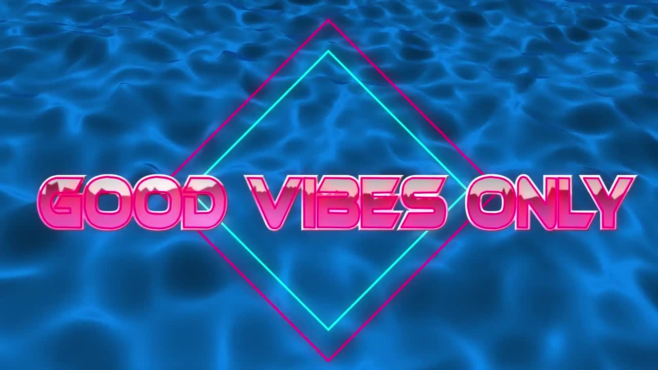 Animation of good vibes only in digital abstract space