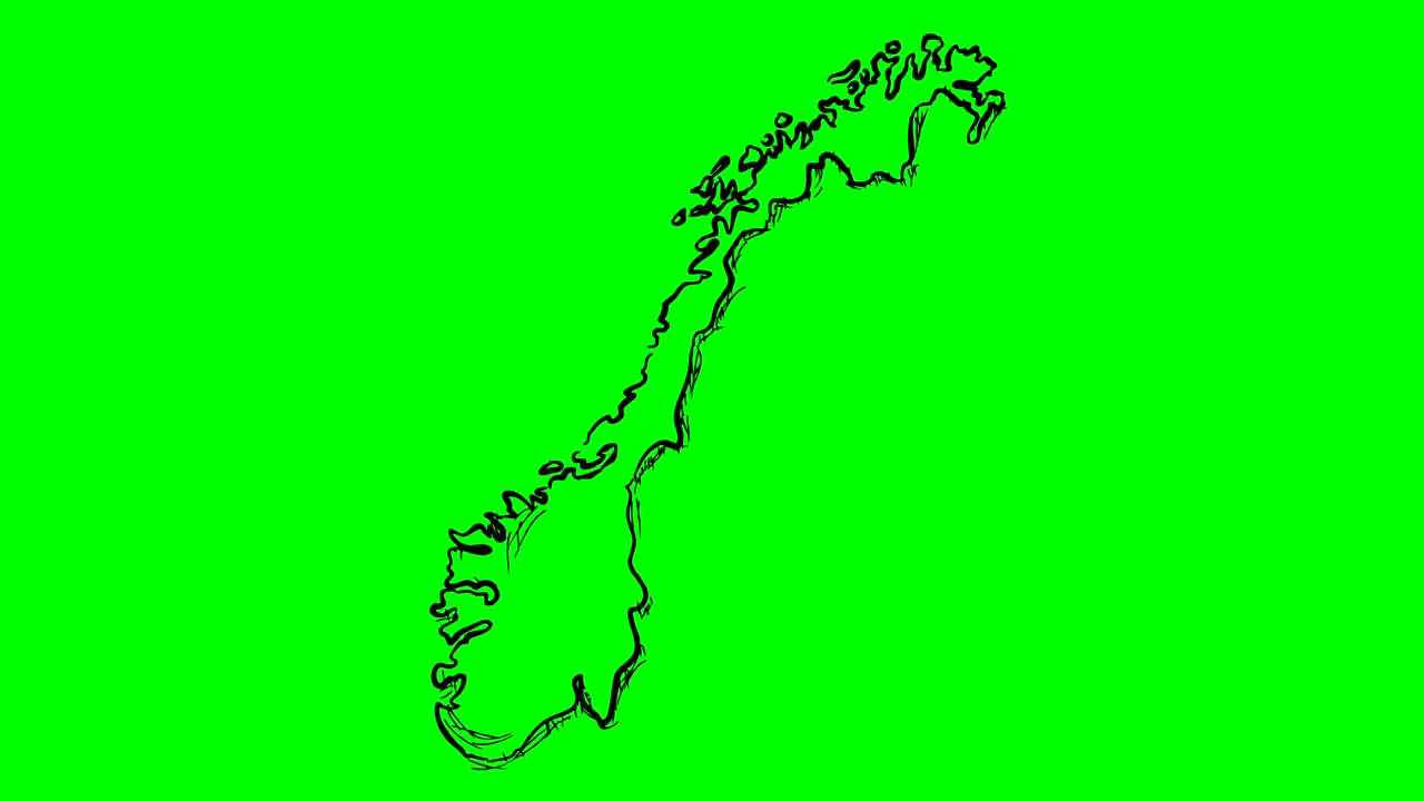 녹색 화면에 노르웨이 그림 윤 지도 고립 화이트 보드