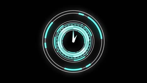 animation of scope scanning with clock over black background