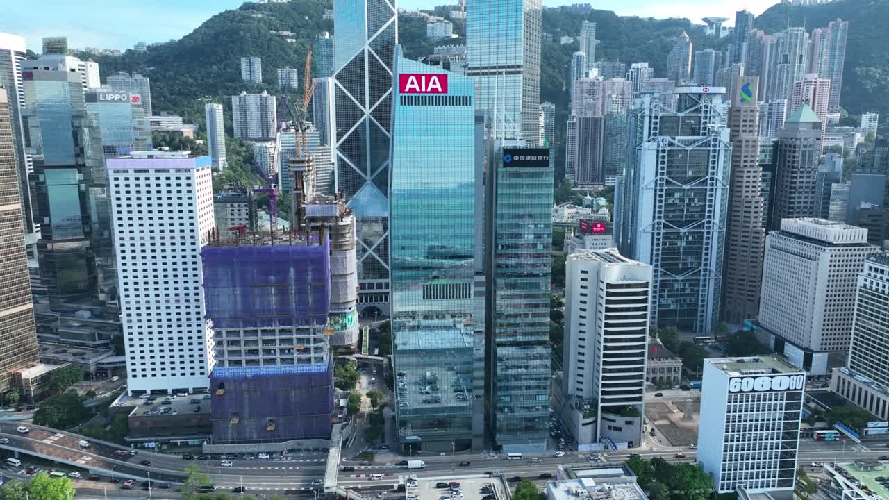 여름 날 에 홍콩 비즈니스 디스트릭트 의 공중 풍경