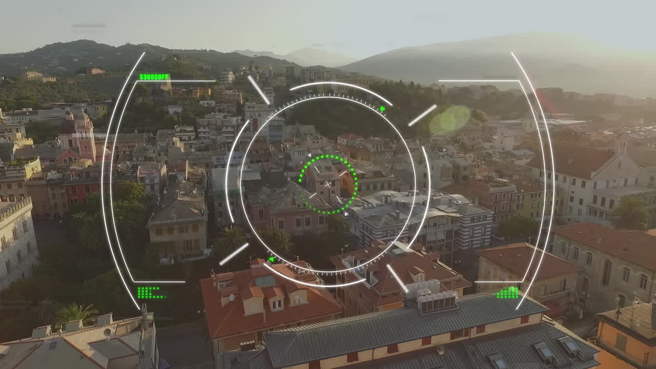 Animation of scope scanning over cityscape