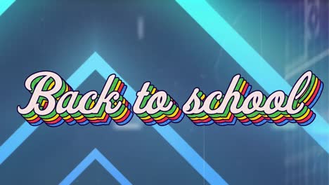 Animation-Von-Back-to-School-Text-über-Blauen-Geometrischen-Formen