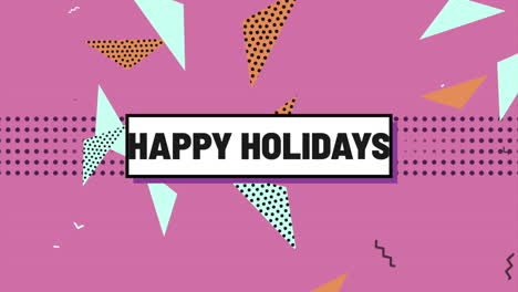 festive geometric happy holidays greeting card on pink background